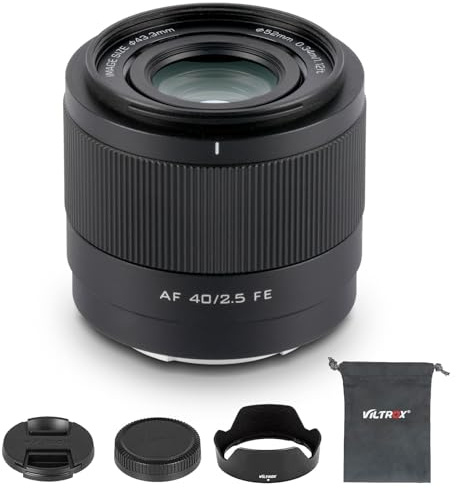 VILTROX 40mm F2.5 f/2.5 FE-Mount Vollformat für Sony, Autofokus STM Leichtes Prime Objektiv für Sony E-Mount Kameras A7C A7SIII A7lll A7RIII A7IV A7RIV A9 A1 FX3 A7RV ZVE1 A7CR A7CII A93 A6700 A6600