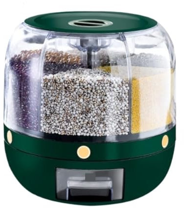 NMGHUTE Grain Dispenser Rotary Grain Dispenser Kitchen Dry Food Grain Dispenser For Small Grains Beans Rice Pantry Kitchen(Grün)