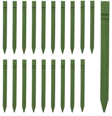 Picchetti en plastique, 25 cm, résistants, pour bordures paysagères, piquets pour tentes de jardin, gazon, bordures de terrasses (20, vert)