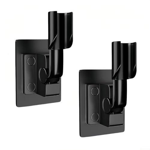 HEBEOT 2 Stück Selbstklebender Duschhalter, verstellbare Winkel, Duschhalter, Ersatz, kein Bohren, Wandhalterung, Duschhalterung für Badezimmer (schwarz)