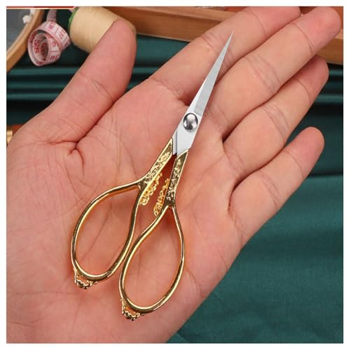 Hrlace Nähschere Stickschere kleine Schere Vintage Näh Schere Edelstahl Kreuz Stich Antike Schere Bastelschere DIY Kunsthandwerk Schere Allzweckschere für Stickerei Handwerk Gold