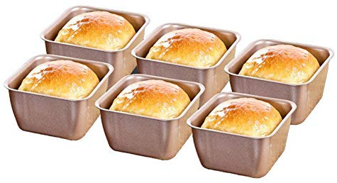 CANDeal Mini Moules À Gâteaux Antiadhésifs, Mini Moules À Pain Carrés De 3 Pouces, Moules À Brownie Individuels En Acier Au Carbone, Moules À Brownie Carrés Pour Cupcakes Pour La Cuisson Au Four (6)