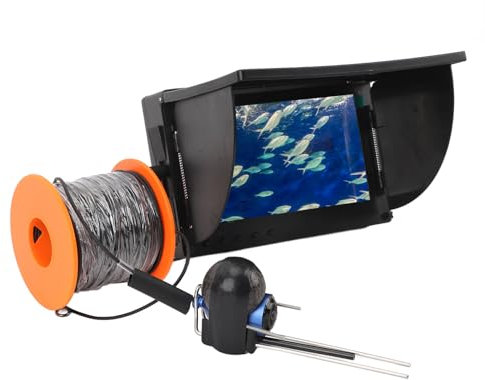 Dilwe Angelkamera, Visueller Fischfinder mit 5, 0-Zoll-Bildschirm, 1080P HD-Alarm-Fischfinder mit IPS-Display für Teiche, Stauseen