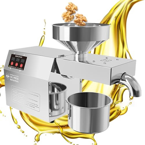 Naturalpowev Oil Press Machine Automatic Oil Presser Cold Hot Press with Intelligent Control, Stainless Steel Oil Presser for Commercial Domestic Use