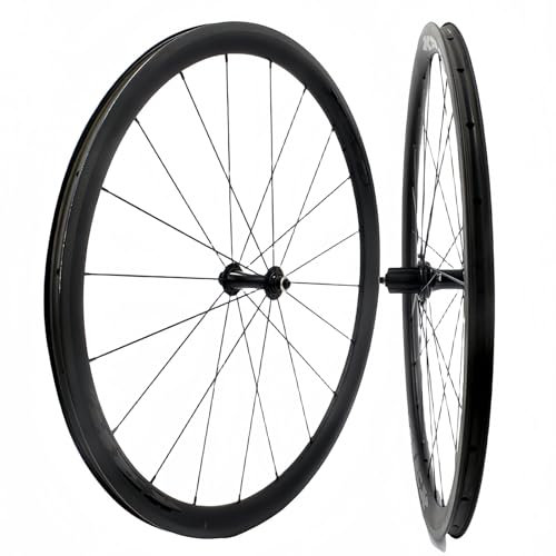 700C Rennrad Felgenbremse Carbonfaser-Radsatz Ultraleichter T700 Carbon Blade Tubeless-Reifen Vorne: 100 Mm Hinten: 130 Mm (Schnellspanner) Unterstützt 7-12 Geschwindigkeiten Black,700C