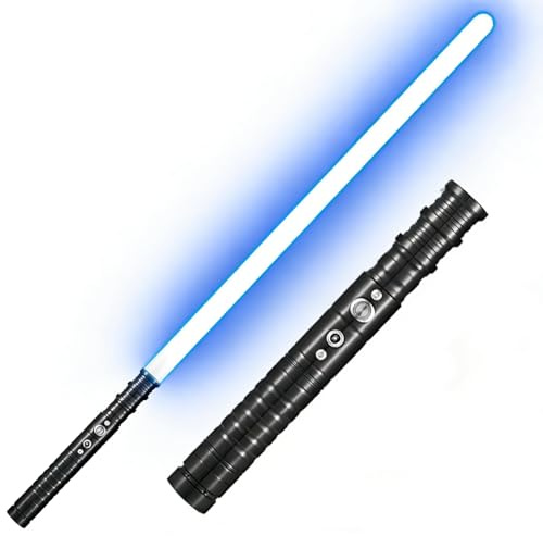 Lichtschwert mit Soundeffekt RGB 7 Farben Wechselbares FX Lichtschwert 63cm Lang Wiederaufladbar Tragbares Lichtschwert Schwert Spielzeug mit Metallgriff für Kinder Erwachsene Kostüm Party