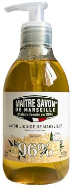 Maître Savon de Marseille - Sapone Liquido di Marsiglia Nature - 300ml - Detersione Delicata - 96% Ingredienti Naturali
