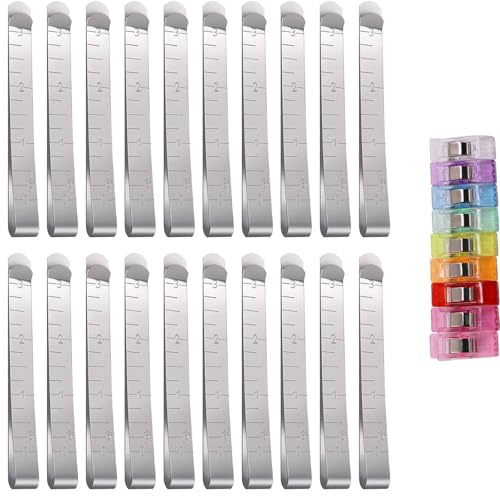20 PCS Stainless Steel Hemming Clips,3 Inch Measurement Ruler Sewing Supplies,Metal Hem Clips Metal Hem Sewing Tool Hem Marker Tool for Fabric Clips Measurement Ruler