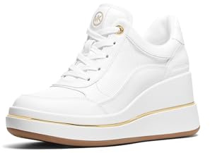 Michael Kors Women's Emmy Wedge Trainer, Optic White, 8