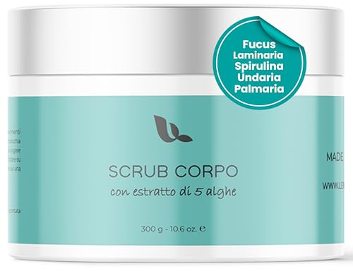 Scrub Corpo Esfoliante e Nutriente con Cinque Alghe Marine, 300g, Body Scrub Corpo Peli Incarniti con Sale Marino e Oli Vegetali, Made in Italy