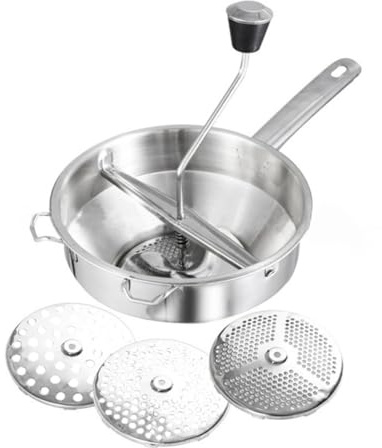 Toyvian Moulin à Légumes Acier Inoxydable Outil Presse-purée Ergonomique pour Fruits et Légumes Mélangeur Alimentaire Facile à Nettoyer sans Risque de Coupure Accessoire Cuisine Manuel
