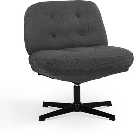 COLAMY Ergonomischer 360°Schwenkbarer Bürodrehstuhl für Zuhause - Bürostuhl mit extra Dicker Polsterung und haustierfreundlichem Cordstoff, Ideal für Sitzhaltungen wie Schneidersitz,Dunkelgrau