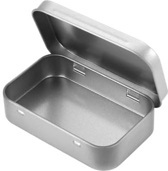 YCSHIPO Metal Storage Tins with Lids - Compact Hinged Rectangular Tins for Jewelry, Key, Candies (Silver)