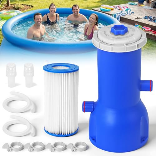 Pool Filterpumpe 1000 Gal, Schwimmbadpumpe mit hoher Filtration für oberirdisch, Aufblasbare Planschbecken Filterpumpe, Effizienter Poolpumpenfilter hält Wasser kristallklar