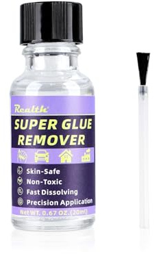 Realth Quita Adhesivos 20ml con Cepillo de Precisión 1 Pc | Disolución Rápida y Suave, Eliminador de Pegamento Multifuncional, para Etiquetas Pegatinas Pegamento Artesanal