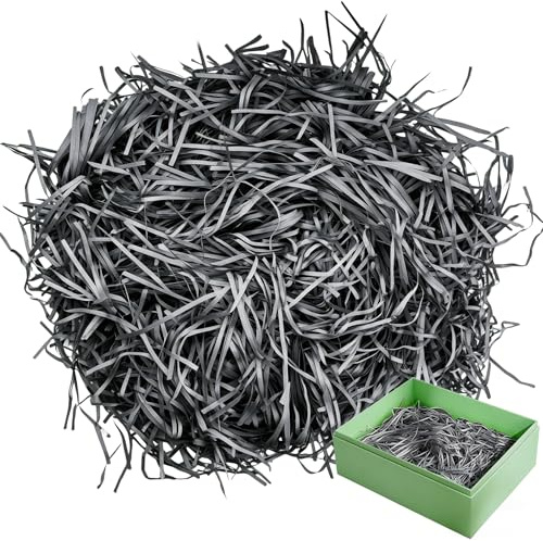 500 g påskgräs – dekorativt gräs påsk, raffia mörkgrå, påskgräs, mörkgrå, fyllningsmaterial presentförpackning, förpackningsmaterial fyllningsmaterial påskbofyllning, strimlat papper för fest pyssel