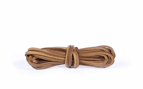 Kaps Cordones de Cuero, Cordones de Zapatos de Cuero 100% Piel Legítima, Fabricados en Europa (120 cm - 6 a 8 pares de ojales / 36 - natural)