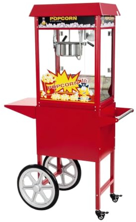 Machine à popcorn rouge professionnelle 1 600 watts avec chariot 3614068