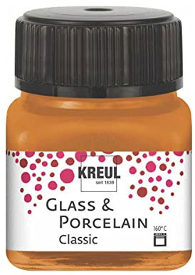 KREUL 16250 - Vidrio y Porcelana Bronce metálico clásico Dorado, en Bote de 20 ml, Pintura Brillante al Agua para Vidrio y Porcelana, de Secado rápido, Opaca