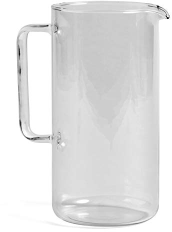 HAY Krug Glass Jug L aus Borosilikatglas zum Servieren von Saft, Wasser und Eistee, Maße: 23,5 cm H, Durchmesser: 12 cm, Fassungsvermögen: 2 l, AB403-A603-AF04