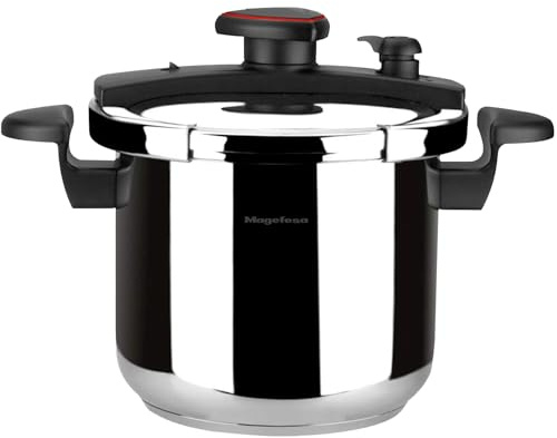 Magefesa Astra – Schnellkochtopf 6L, Edelstahl 18/10, Energieeffizient, Komfortabler Und Einfacher Verschluss, Gesundes Kochen, Für Induktion Geeignet