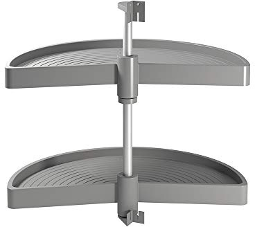Emuca - Schwenkbeschlag mit Tablarboden für Küche Eckschrank, drehbeschlag halbkreis von Ø650mm für Eckschrank mit Breite 800mm, Grau