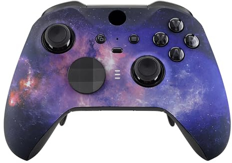 eXtremeRate Nebula Galaxy Patterned Faceplate Cover, Soft Touch Front Housing Shell Case Replacement Kit for Xbox One Elite Series 2 Controller Model 1797 - Accent Rings Included