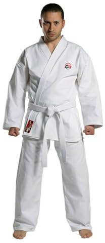 Karate Suit Uniform Gi Kit with Belt by Athletics Gear | Polyester Cotton Blend, Light Weight, for Kids, Men & Women (White, 3/160 cm)