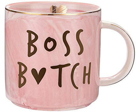 Boss dammugg – bästa presenten till mamma och chef kvinnor vän – roliga födelsedagspresenter till boss babe, flickchef, bästa chef, flickvän, fru – rosa marmormuggar, keramisk 326 ml kaffekopp