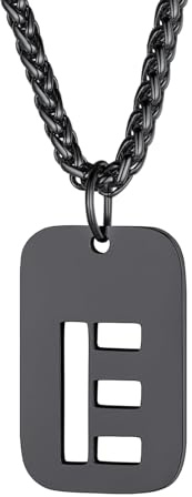 Richsteel Collana con Ciondolo a Forma di Lettera A-Z 26 Personalizzabile con Lettera dell'Alfabeto con Catena di Grano Resziabile Placcato Oro/Nero e Acciaio Inossidabile Gioielli Unisex