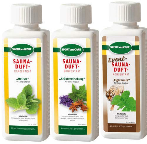 Finnsa Saunaaufguss Kräuter, Melisse - Kräutermischung - Tigerminze (3 x 250ml)