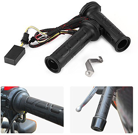 EBTOOLS Motorcycle Heated Hand Grips, 12V 22MM Plastic Grip, Adjustable Temperature, Fast Heating, Anti-Skid, Fit for Most ATV, 1 Pair