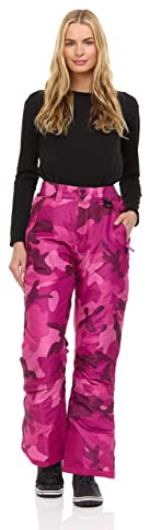 Arctic Quest Women's Snow Ski Pants Water Resistant Softshell Insulated Flare for Snowboarding Hiking Winter Outdoor Pants, Pink Camo, Large