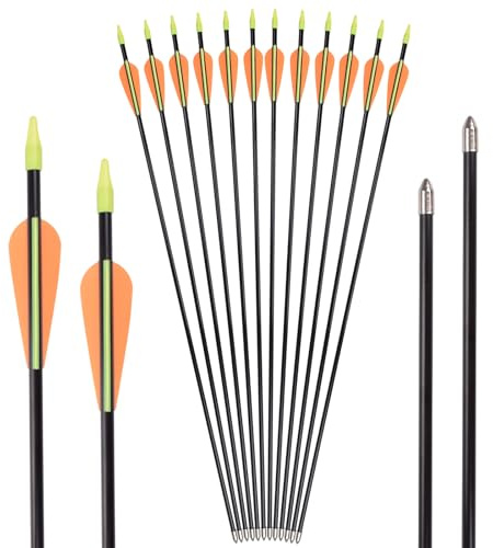 ELONG OUTDOOR Bågpilar 12 fiberglaspilar övningspilar pilar bågskytte 30 tums pilar för bågskytte 7 mm