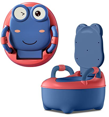 NAIZY Kindertöpfchen 48cm hoch Kindertoilette PP+PU Töpfchen mit abnehmbarem Behälter Baby Tolilette mit Spritzschutz&Armlehnen Toilettentrainer für Mädchen Junge Kinder Töpfchen (Normal Form, Blau)