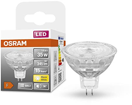 OSRAM Star Reflektor LED-Lampe für GU5.3-Sockel, klares Glas ,Warmweiß (2700K), 345 Lumen, Ersatz für herkömmliche 35W-Leuchtmittel, nicht dimmbar, Single-Pack, Warmweiß