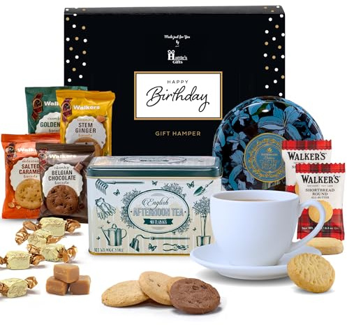 Hattie’s Gifts Luxury Birthday Hamper for Women – Tea Gift | English Tea, Clotted Cream Fudge & Shortbread – Gourmet Happy Birthday Gift Box