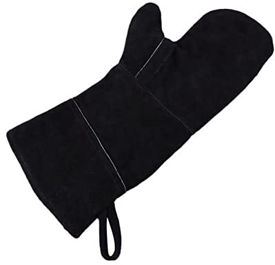 KAYLRE Backhandschuhe ofenhandschuhe Extreme wärmefeuerfeste Handschuhe Leder perfekt for den Kaminherd-Ofen-Grillschweißen BBQ Topflappen Backhandschuhe