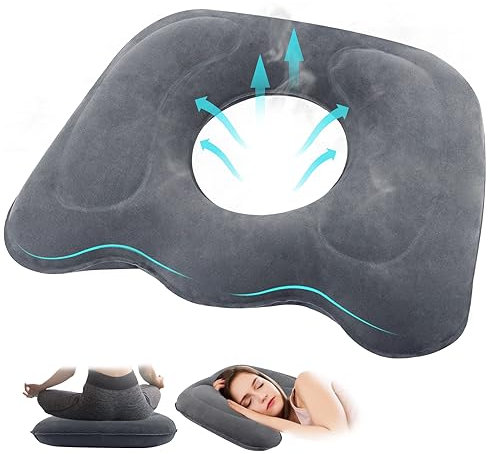 Sitzkissen Orthopädisch,Aufblasbares Orthopädisch Kissen für Langes Sitzen auf Bürostühlen, Ergonomisches Sitzkissen für Bürostuhl Sitzkissen Stuhl Anti Hämorrhoiden, Steißbeinkissen (Grau)
