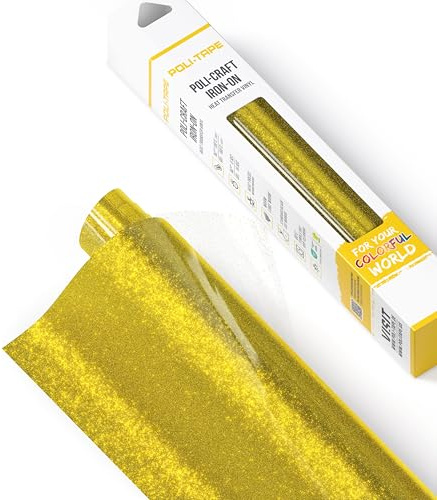 POLI-FLEX® PEARL GLITTER® - Glitzerfolie für Textilien – Flexfolie mit Glitter-Effekt zum Aufbügeln, Plotterfolie für DIY Shirts, Gold, 30,5 cm x 61 cm