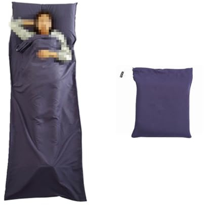 CuiCanfla Saco de dormir de 210 x 75 cm, sábana para saco de dormir, funda para saco de dormir, sábana de viaje con compartimento de almohada adicional para hotel, camping, senderismo, montañismo