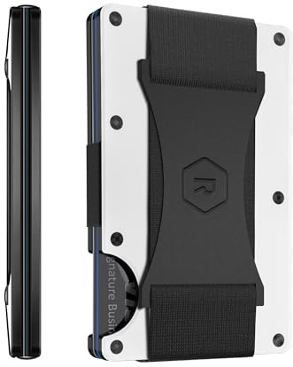 Ridge Wallet for Men - Slim Minimalist Compact Wallet and Card Holder, RFID Protected Front Pocket Wallets for Men with Integrated Cash Strap (Polar White)