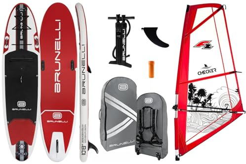 BRUNELLI 10.8 Windsurf Woven Double Layer Premium SUP Board aufblasbar Stand Up Paddle Checker 4,5qm Rigg