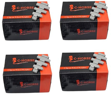 C-HORSE 400Psc Clip On Wheel Weights Assortment - 4 Styles (AW, FN, MC, P) - Hammer Type Rim Balancers - 0.25oz, 0.5oz, 0.75oz, 1.0oz, 100Pcs for Each Style, Fits Steel & Aluminum Wheels