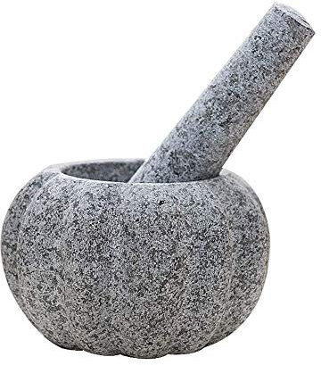 KHYTEBV Ensemble de mortier et Pilon avec Couvercle, capacité de 2 Tasses, broyeur à épices en Granit, 5,5 Pouces, broie, écrase et écrase Les épices et Plus Encore - EA