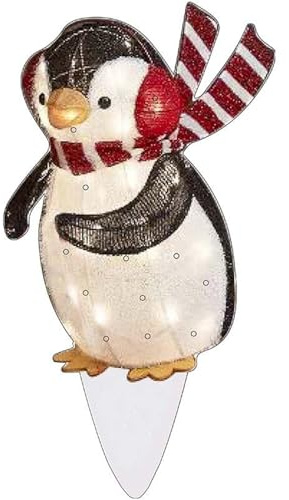 Weihnachtsfigur mit Dackel, Gartendekoration mit LED-Lichtern, für Haus, Hof, Garten (beleuchteter Pinguin mit Stecker, 30 x 15 cm)