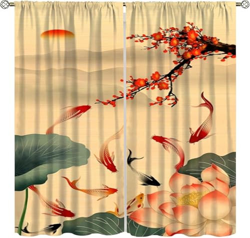 Schattierung Vorhänge Junge Tiere Fische 3D Druck 2Er Set Isolierung Schalldichte Kinder Gardinen Blickdicht Mit Ösen Vorhang Fenster Für Wohnzimmer Schlafzimmer Balkon 220X215 cm (B + H)-873851737
