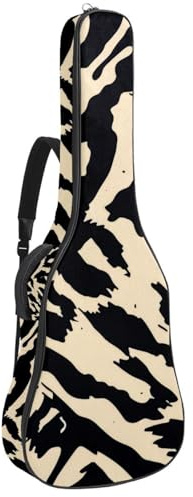 KengjuTesu 43 Zoll Akustikgitarre Softcase mit Rucksackgurt und 2 Taschen Zebra Streifen, keine Polsterung, Rucksack Wasserdicht Oxford Tuch Bassgitarre Gigbag für Konzertgitarre, mehrfarbig,