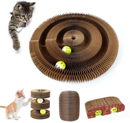 xiruiubao Katzenwirbel,Katzen Wirbel Spielzeug,Spielzeug Katzen Selbstbeschäftigung,Kratzspielzeug für Katzen,Kitten Spielzeug mit Klingelball,Cat Toys for Indoor Cats,Katzenspielzeug Pappe