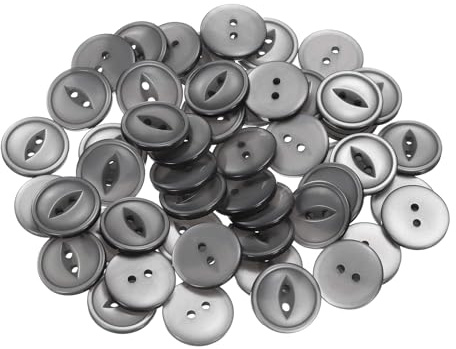 QUARKZMAN 50 Stück Knöpfe Hellgrau Nähknöpfe 20mmRunde Harz Buttons 2-Loch Kunststoff Knopf zum Annähen Bastelknöpfe für Hosen Kleider Röcke Blusen Hemd Anzug Jeans DIY Handwerk
